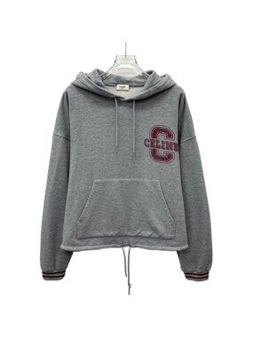 Celine Grey Logo Cotton Long-Sleeve Sweatshirt